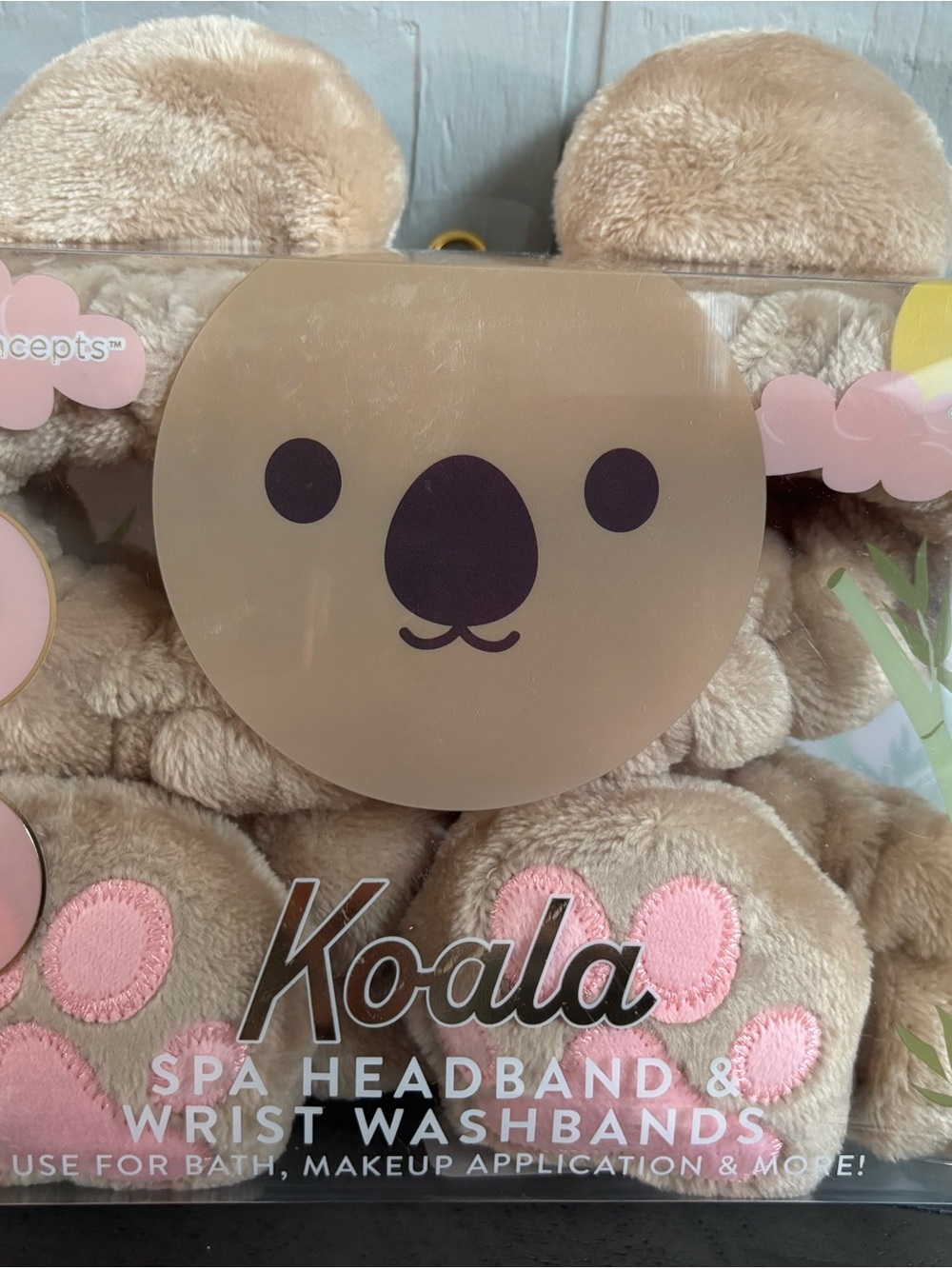 Koala Plush 3 Piece Spa Headband & Wrist Washbands